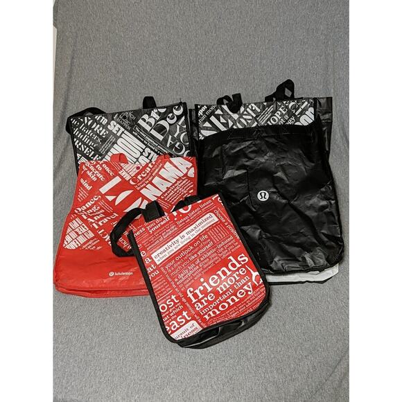 Lululemon Reusable Shopping Tote Bag Lot (x5) 4 Large + 1 Small Totes See Desc - Picture 1 of 4